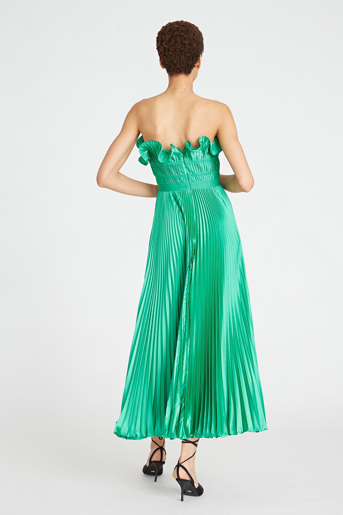 green strapless dress